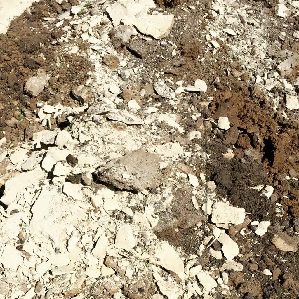 This is the limestone soil the vines at Fancrest Estate are planted into